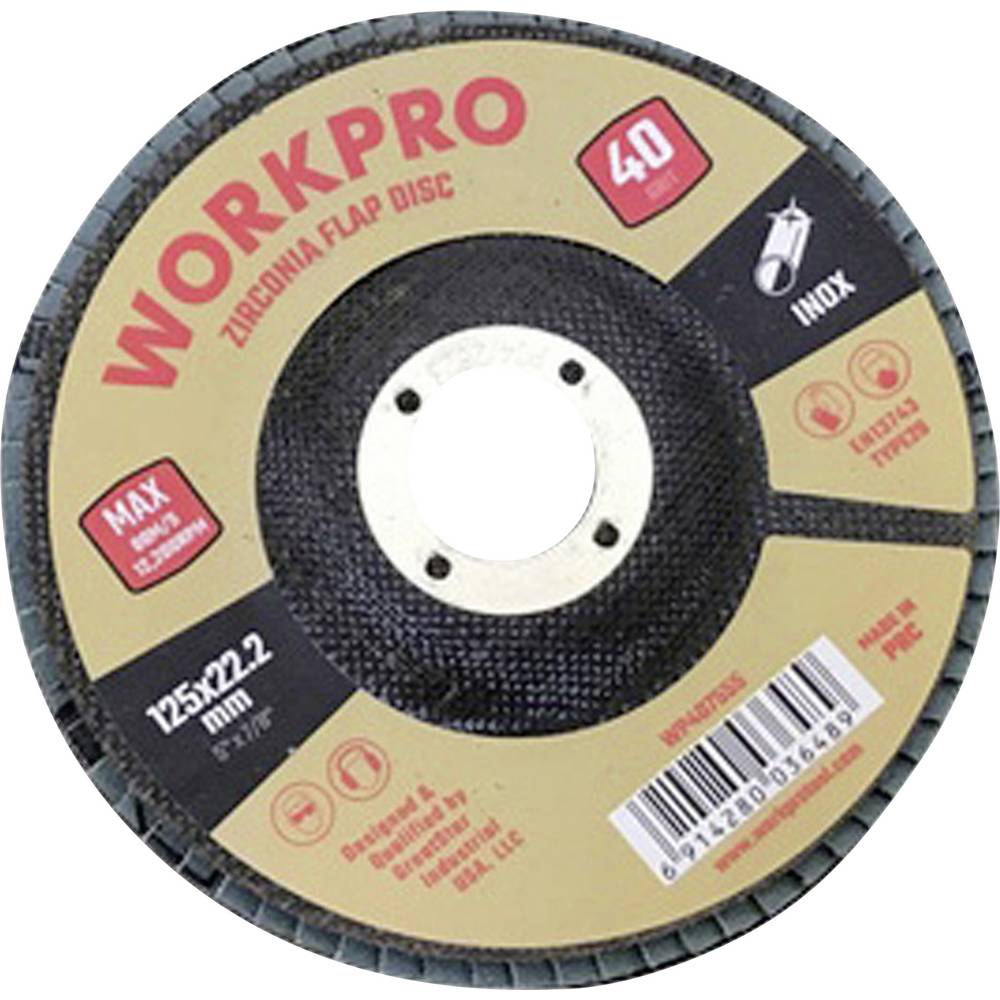 WorkPro WP407555 Lamellenschuurschijf Diameter 125 mm Boordiameter 22.2 mm 10 stuk(s)