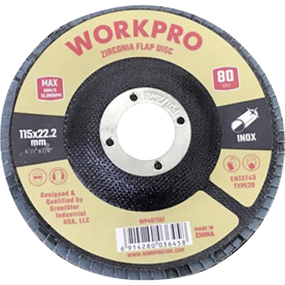 WorkPro WP407551 Lamellenschuurschijf Diameter 115 mm Boordiameter 22.2 mm 10 stuk(s)