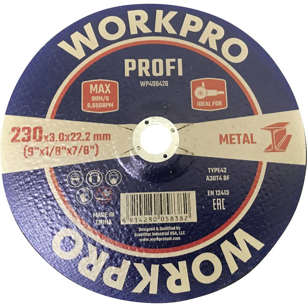 WorkPro WP406426 Doorslijpschijf 230 mm 5 stuk(s) Metaal