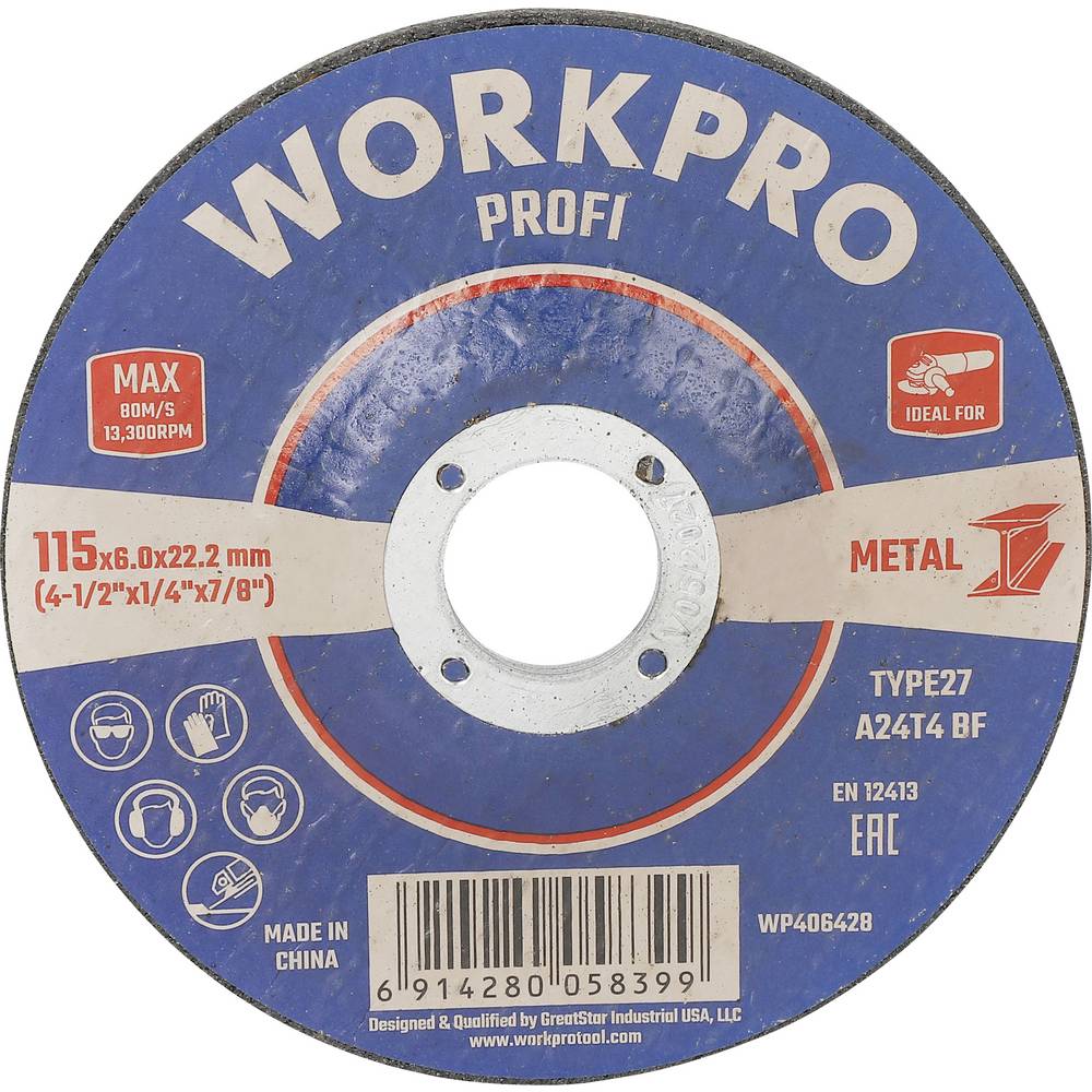 WorkPro WP406428 Schuurschijf Diameter 115 mm 5 stuk(s)