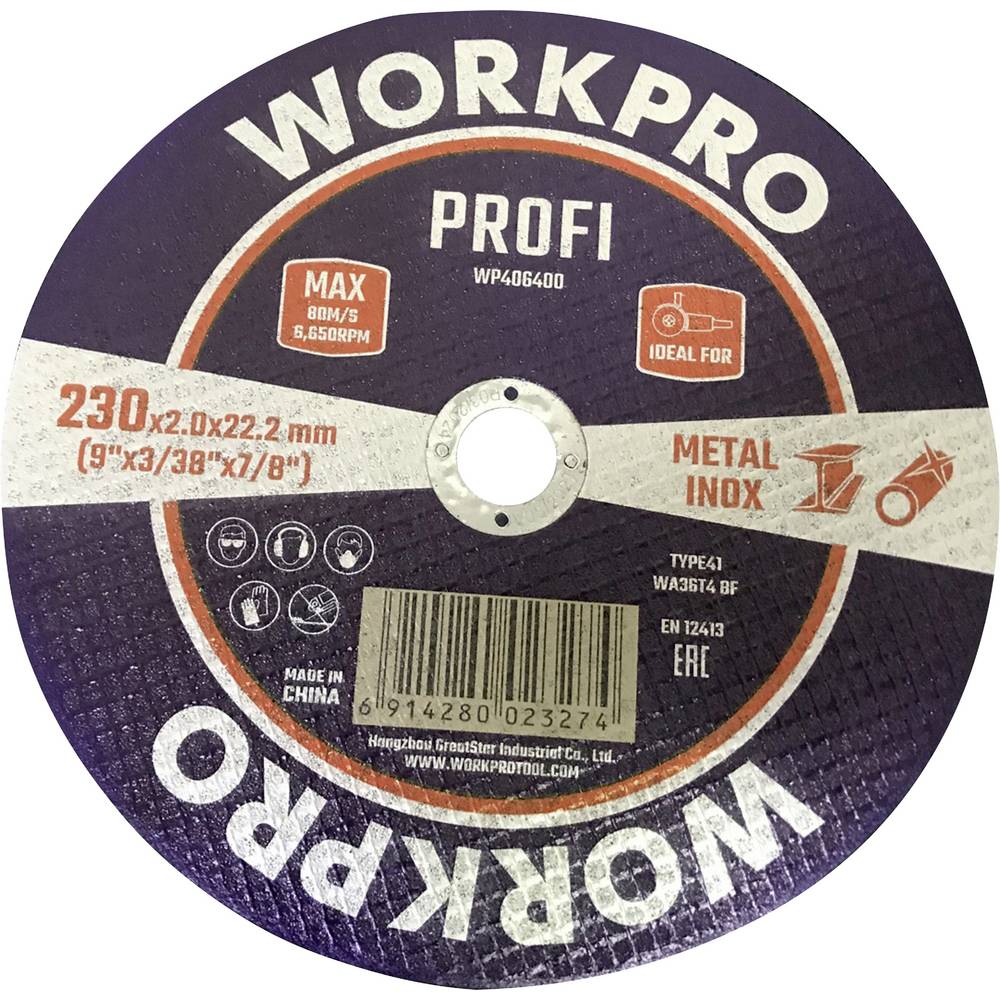 WorkPro WP406400 Doorslijpschijf 230 mm 10 stuk(s) Inox, Metaal