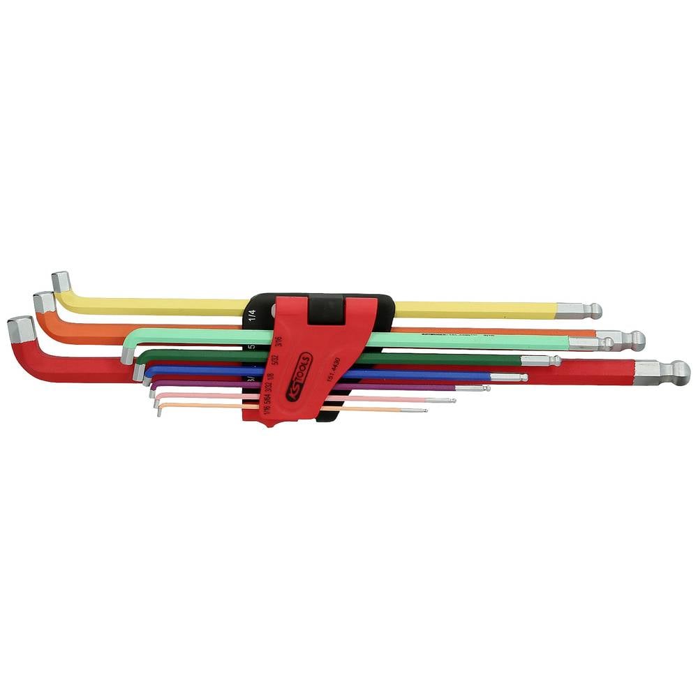 KS Tools 151.4430 Inbus Haakse schroevendraaierset 1/16 inch, 5/64 inch, 3/32 inch, 1/8 inch, 5/32 inch, 3/16 inch, 1/4 inch, 5/16 inch, 3/8 inch 9-delig