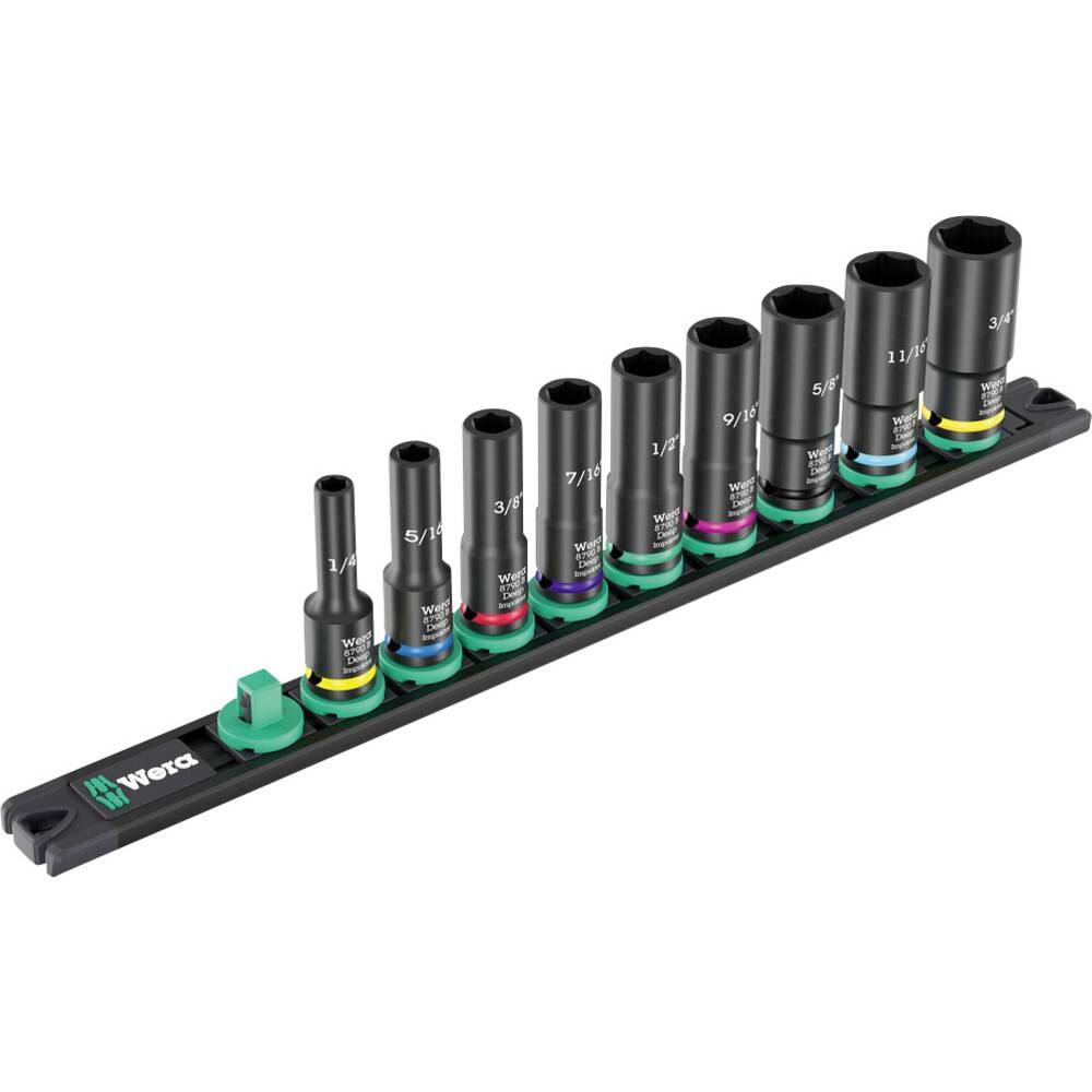 Wera 9661 05005591001 Dop (zeskant) Dopsleutelinzetstuk 1/4, 5/16, 3/8, 7/16, 1/2, 9/16, 5/8, 11/16, 3/4