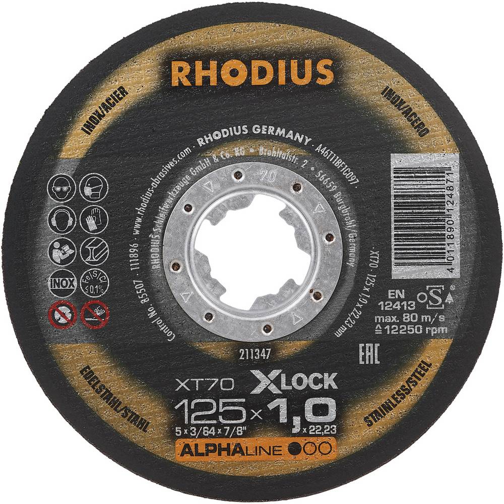 Rhodius XT70 X-LOCK 211347 Doorslijpschijf 25 stuk(s) RVS, Staal