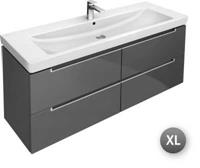 Subway 2.0 wastafelonderkast 128.7x52x44,9 cm. met 4 laden glossy grey