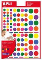 Apli Kids verwijderbare stickers, cirkel, blister met 624 stuks in geassorteerde kleuren en groottes