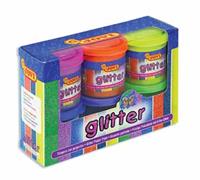 Jovi Plakatfarbe Glitter Tempera Set VE=6 Dosen a 55ml + Pinsel