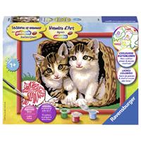 Ravensburger Painting by numbers-Kittens in a basket