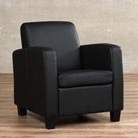 Gijs Meubels Leren fauteuil joy, zwart leer, zwarte stoel
