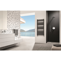 Throne Bathrooms Recta designradiator 53.5x139cm met aansluiting op hoekpunten 709 Watt Dark graphit matt 74023503