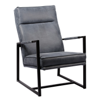 Gijs Meubels Leren fauteuil square, blauw leer, blauwe stoel