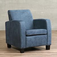 Gijs Meubels Leren fauteuil joy, blauw leer, blauwe stoel