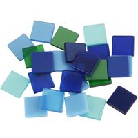 100x Mozaiek tegels kunsthars groen/blauw 10 x 10 mm ozaiektegel