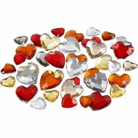 Bellatio Hartjes strass steentjes rood mix 360 stuks