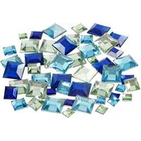 Vierkante plak diamantjes blauw mix