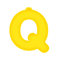 Opblaas letter Q geel