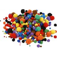 Bellatio Knutsel pompons 150 stuks 15-40 mm kleuren