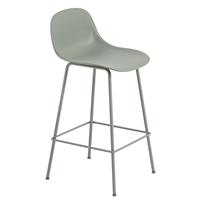 Muuto Fiber Barkruk Tube Base Backrest Dusty Green 65 cm.