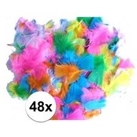 48 gekleurde decoratie veren zachte kleuren