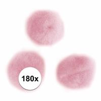 Rayher hobby materialen 180x knutsel pompons15 mm roze
