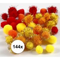 Bellatio 144x knutsel pompons 15-20 mm kleuren