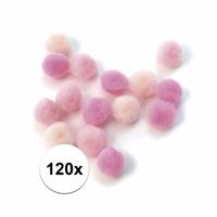 Rayher hobby materialen 120x roze knutsel pompons 15 mm