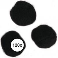 Rayher hobby materialen 120x zwarte knutsel pompons 15 mm
