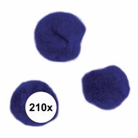 Rayher hobby materialen 210x donkerblauwe knutsel pompons 7 mm