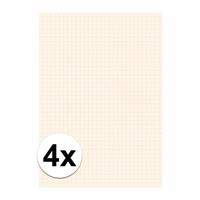 4x Blok millimeter papier A3 Wit