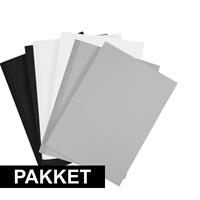 6x A4 hobby karton zwart/wit/grijs Multi