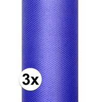 3x rollen tule stof blauw 0,15 x 9 meter Blauw