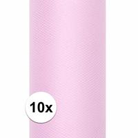 10x rollen tule stof licht roze 0,15 x 9 meter Roze