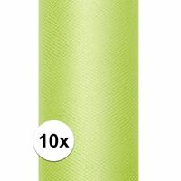 10x rollen tule stof licht groen 0,15 x 9 meter Groen