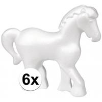 Rayher hobby materialen 6x Piepschuim paarden 15 cm Wit
