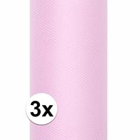 3x rollen tule stof licht roze 0,15 x 9 meter Roze