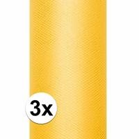 3x rollen tule stof geel 0,15 x 9 meter Geel