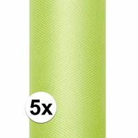 5x rollen tule stof licht groen 0,15 x 9 meter Groen