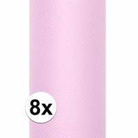 8x rollen tule stof licht roze 0,15 x 9 meter Roze