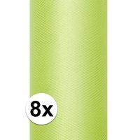 8x rollen tule stof licht groen 0,15 x 9 meter Groen