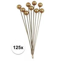 Rayher hobby materialen 125x Spelden met parel kop goud 6,4 cm Goudkleurig