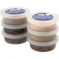 Creative Company Silk Clay - HAUTFARBEN Geschmeidige Modelliermasse, selbsthärtend, 6 Dosen