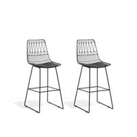 beliani Trendy Barstühle aus schwarzem, mattem Metall im praktischen 2er Set Preston - Schwarz