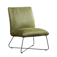 Gijs Meubels Leren fauteuil less, olijfgroen leer, olijfgroene stoel