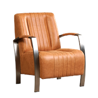 Gijs Meubels Leren fauteuil Glamour olijfgroen leer, metalen frame, met armleuning, leren fauteuil, industriële fauteuil, diverse kleuren