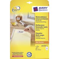 Etiket Avery L6025REV-25 63.5x46.6mm afneembaar wit 450stuks