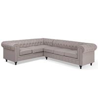 Beliani Hoekbank gestoffeerd beige rechtszijdig CHESTERFIELD