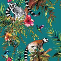 dutchwallcoverings DUTCH WALLCOVERINGS Tapete Lemur-Motiv  Grün