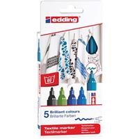 edding 4500 Textilmarker, 2-3mm, 5er Set kalte Farben