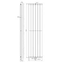 Plieger Cavallino Retto designradiator verticaal dubbel middenaansluiting 1800x450mm 1162W mat zwart 7250311