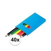 40x Doosjes kleurpotloden met 6 potloden Multi